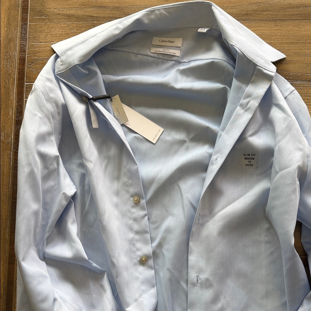 Calvin Klein Men's Light Blue Dress Shirt - Slim Fit